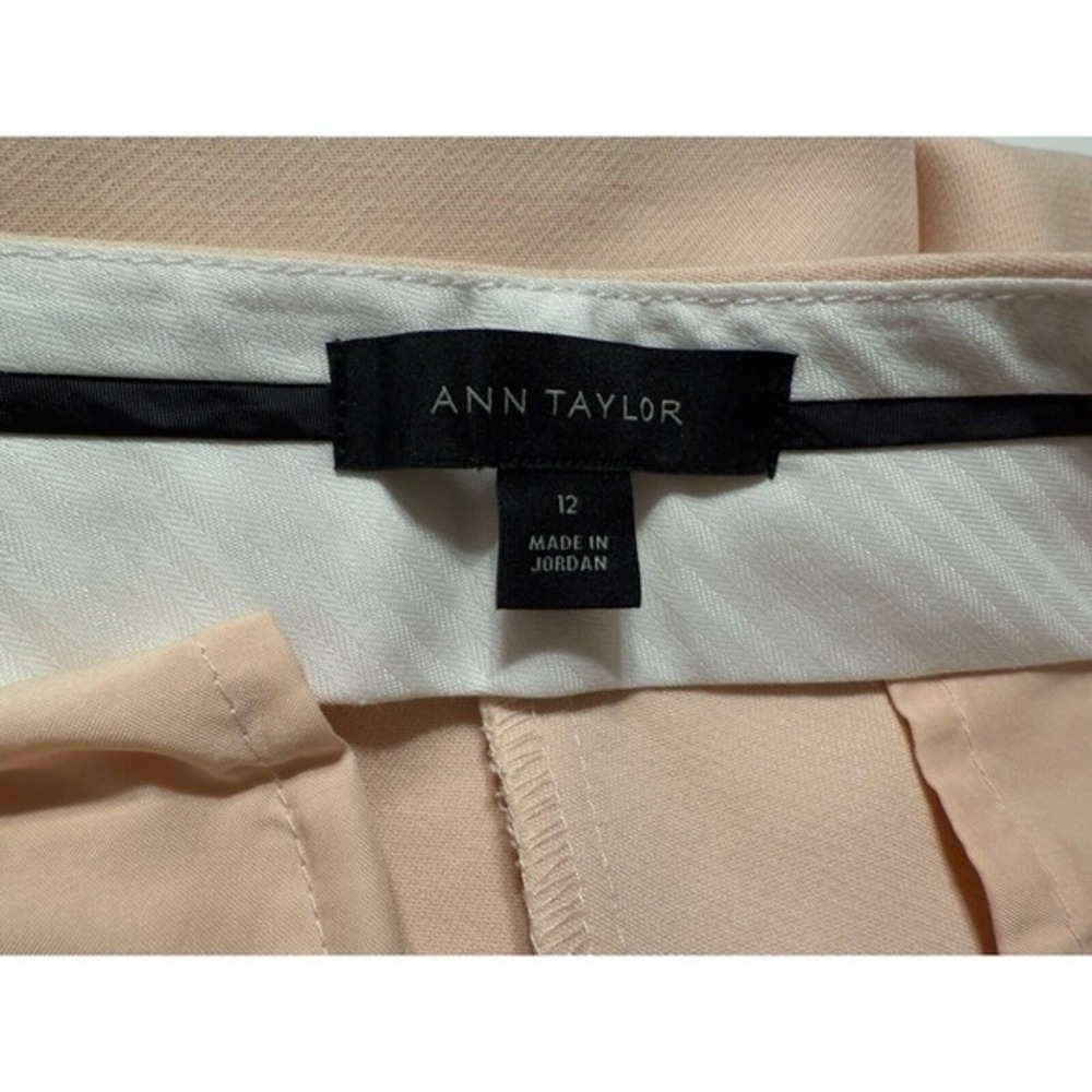 Ann Taylor Tan Cropped Trouser Pants Button Detail 12 Academia Preppy Chic 79-41 - Picture 5 of 15